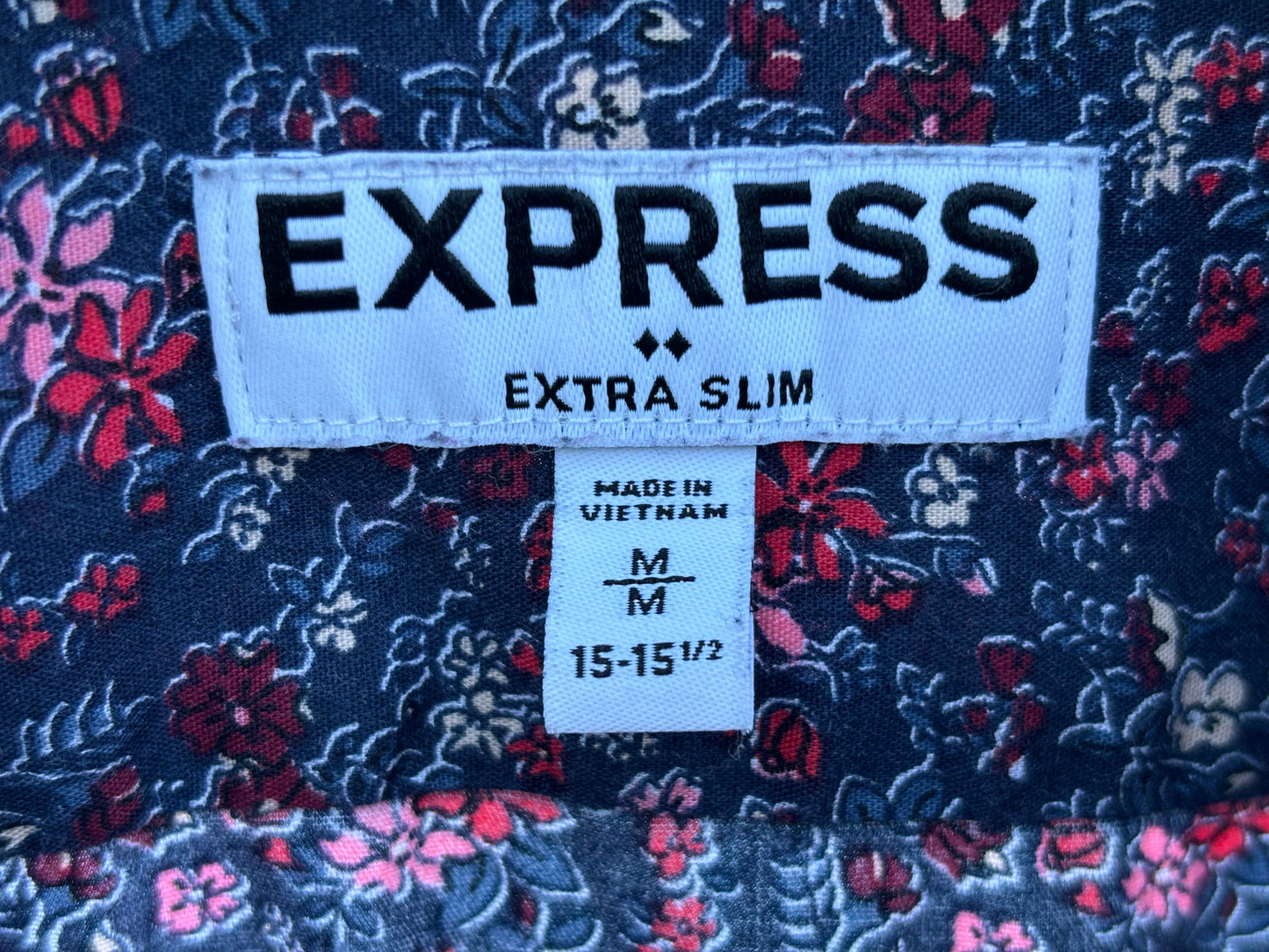 Express Men's Long Sleeve Floral Buttondown - Like New - Medium Extra Slim